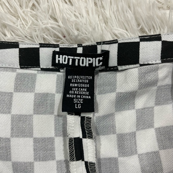 HOT TOPIC Silver Grommet Pleated Checkered Suspender Skirt Dress Black White  L - Picture 9 of 12